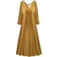 thumbnail image 1 of Medium Womens Dress Saffron Glow Long Sleeve Low V-Neck Princess Cut, 1 of 4