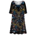 thumbnail image 1 of Medium Womens Short Sleeve Golden Leaf Designer Print Tunic Tops Casual Loose Fitting Flowy Shirts Blouses, 1 of 4