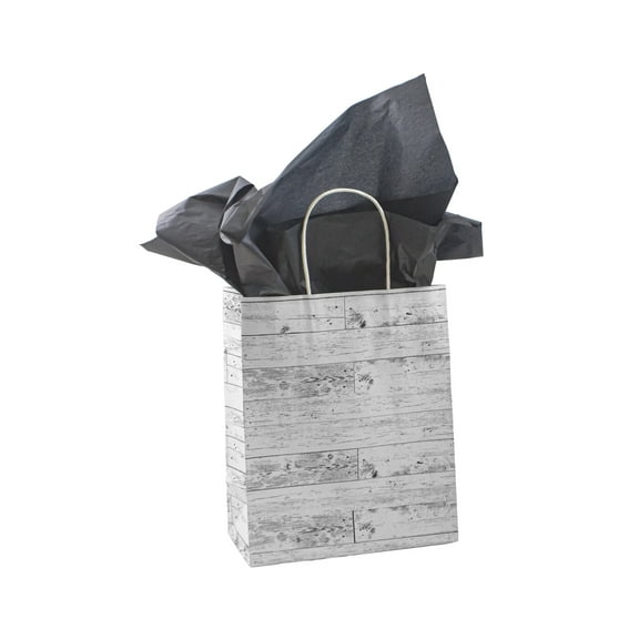 SSWBasics Medium Wood Pattern Paper Shopping Bags - Case of 100- Bags with Handles - Premium Paper Shopping Bags for Retail - Shopping Bags with Handles - Multiuse Paper Retail Bags