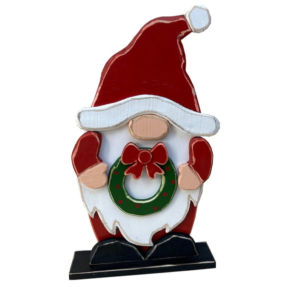 Hi-Line Gifts Wooden Gnome Christmas Tabletop Outdoor Decoration - 27.25"
