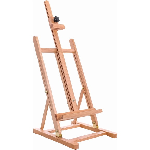 Medium Wooden H-Frame Studio Tabletop Easel - Adjustable Stand, Holds Up to 27" Canvas, Portable Table Top Easel for Painting