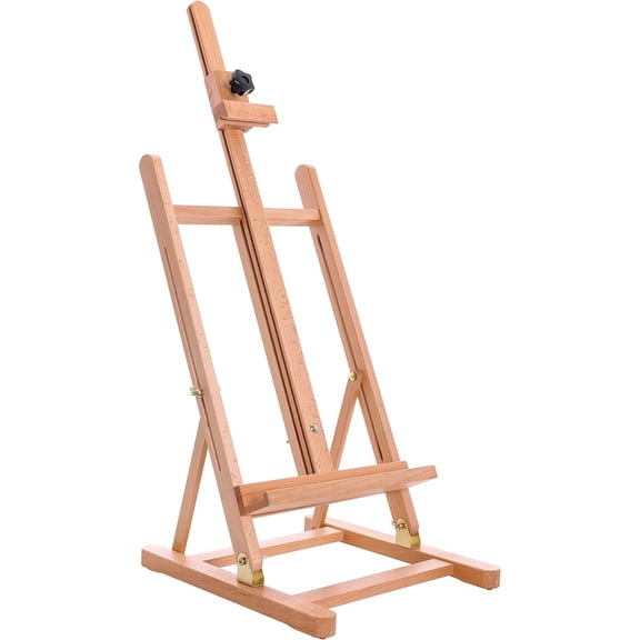 Medium Wooden H-Frame Studio Tabletop Easel - Adjustable Stand, Holds Up to 27" Canvas, Portable Table Top Easel for Painting