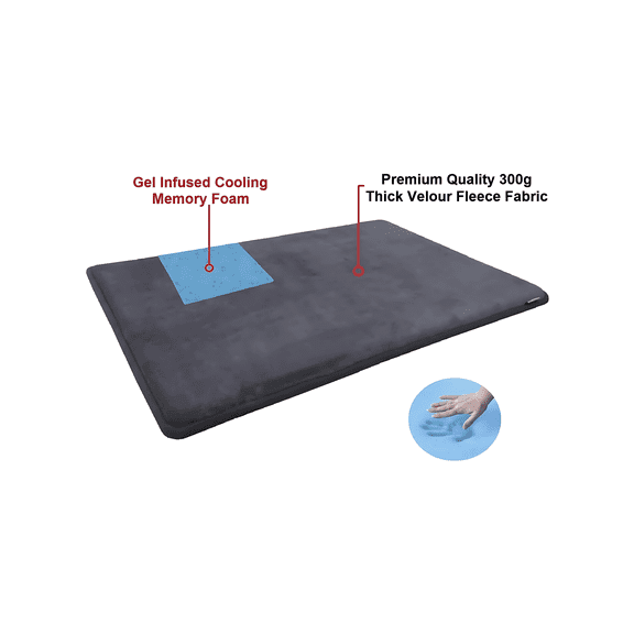QQbed Extra Large 48"x30" Waterproof Memory Foam Pet Bed Mat Pillow Topper, Gray, 1 Count