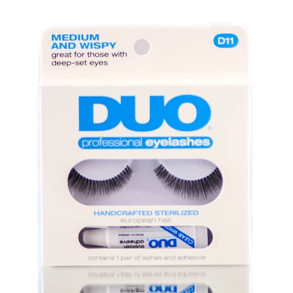Medium and Wispy - D11 , Duo Professional Eyelashes , Hair Scalp Skin Body - Pack of 2 w/ SLEEK Teasing Comb