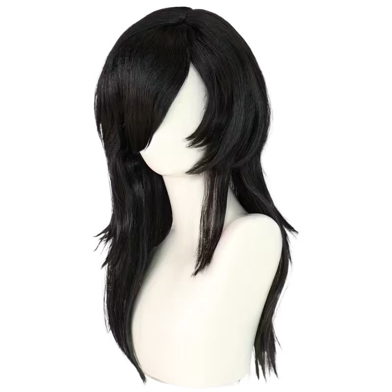 Medium-length black wig, a must-have for daily wear by women's cosplay