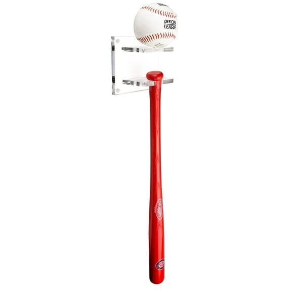 Medium or Large Mini Baseball Bat and Ball Combo Vertical Display Wall Mount Clear Acrylic Bracket (A054-A)