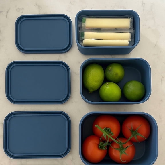 Medium rectangular food container - 24 oz midnight blue