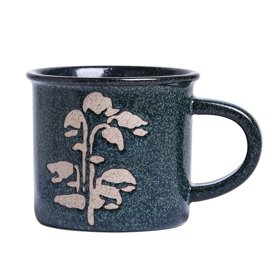 Medium-sized Stoneware Coffee Mug with Retro Floral Pattern