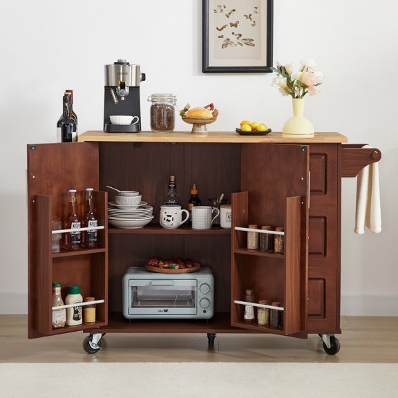 Medium - width Brown - Multipurpose and Mobile - In Kitchen or as Bar Cart - Ample Storage for Items