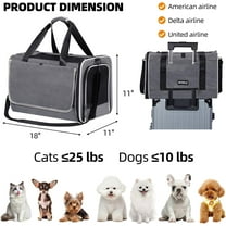 Medium Cat Carrier with Privacy Curtain, TSA Approved Pet Travel Crate for Airline Under Seat Grey