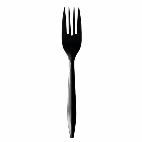 Mediumweight Polypropylene Cutlery, Fork, Plastic, Black, 1,000/Carton | Bundle of 2