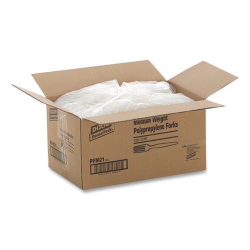 Mediumweight Polypropylene Cutlery, Fork, White, 1,000/carton