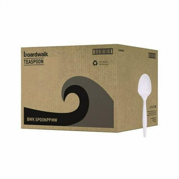 Mediumweight Polypropylene Cutlery, Spoon, 5.31", Plastic, White, 1,000/Carton | Bundle of 10