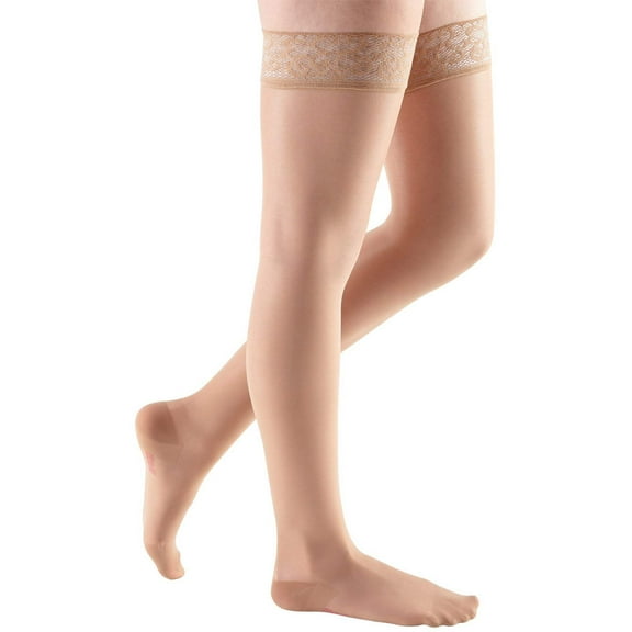 Mediven Sheer and Soft 30-40 mmHg Thigh w/ Lace Silicone Top Band CT Toffee I - Ankle 7-7.75 inches