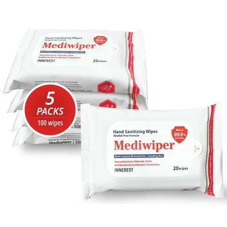 Mediwiper Hand Wipes, Non-Alcohol Wet Wipes, 100 Count (20ct x 5pk)