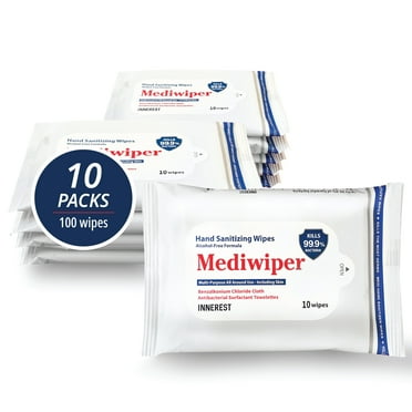 Mediwiper (1000 Wipes) Hand Wipes | Non Alcohol Wet Wipes - 10 Count, 100 Packs