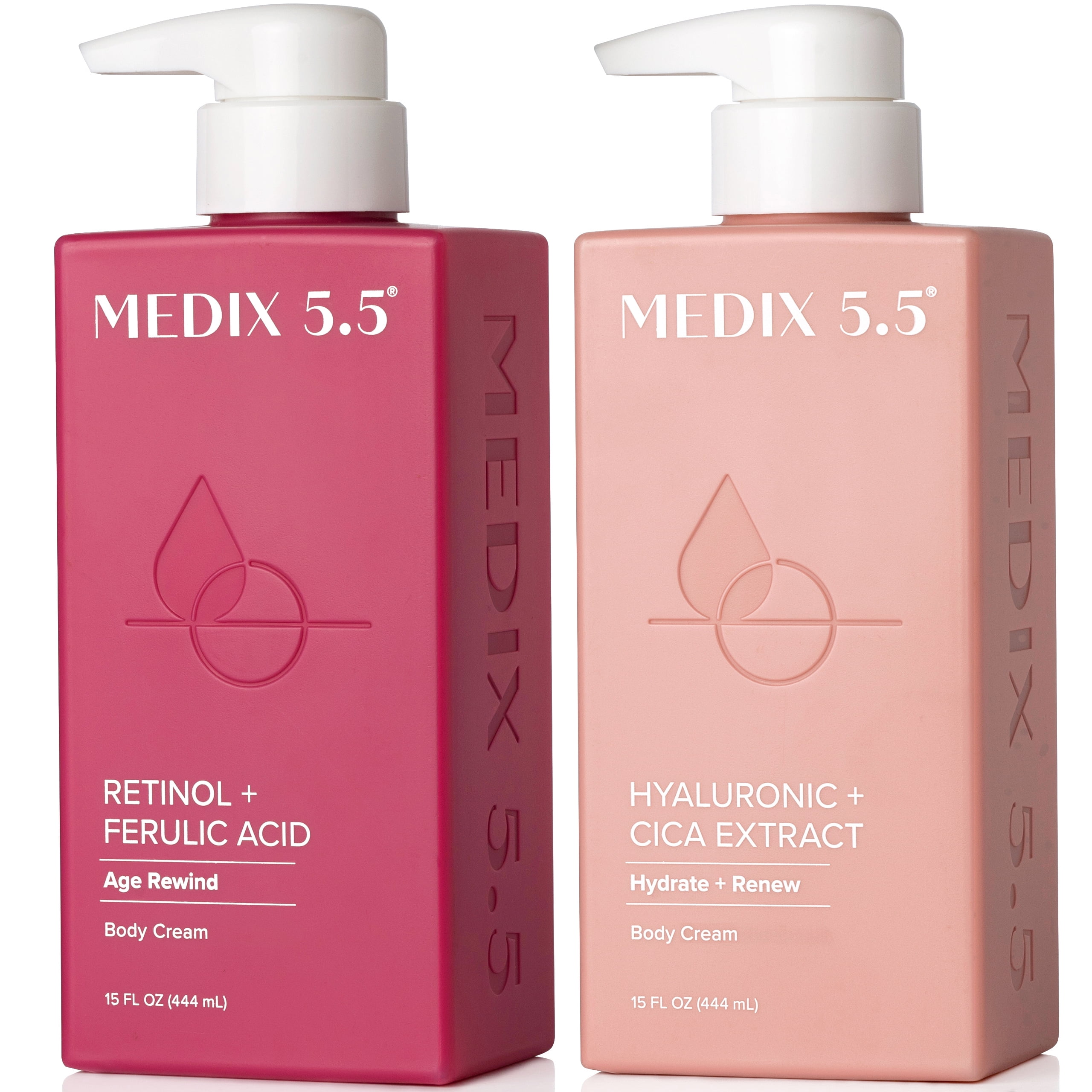 Medix 5.5 Anti Aging Retinol Body Lotion and Moisturizing Hyaluronic Acid Cream Set of Two 15 fl oz