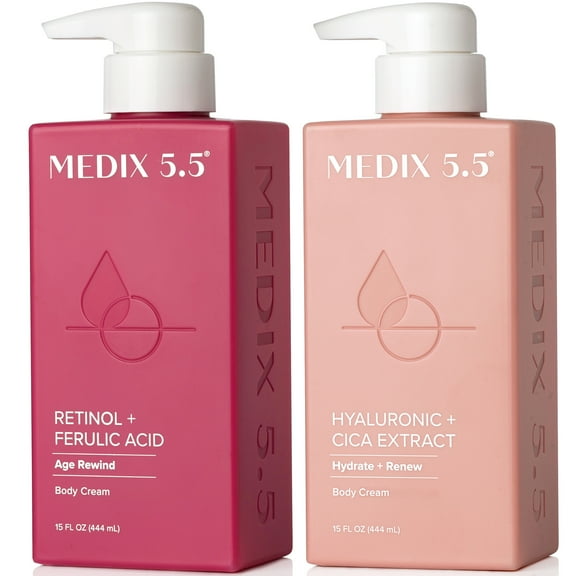 Medix 5.5 Anti Aging Retinol Body Lotion and Moisturizing Hyaluronic Acid Cream Set of Two 15 fl oz