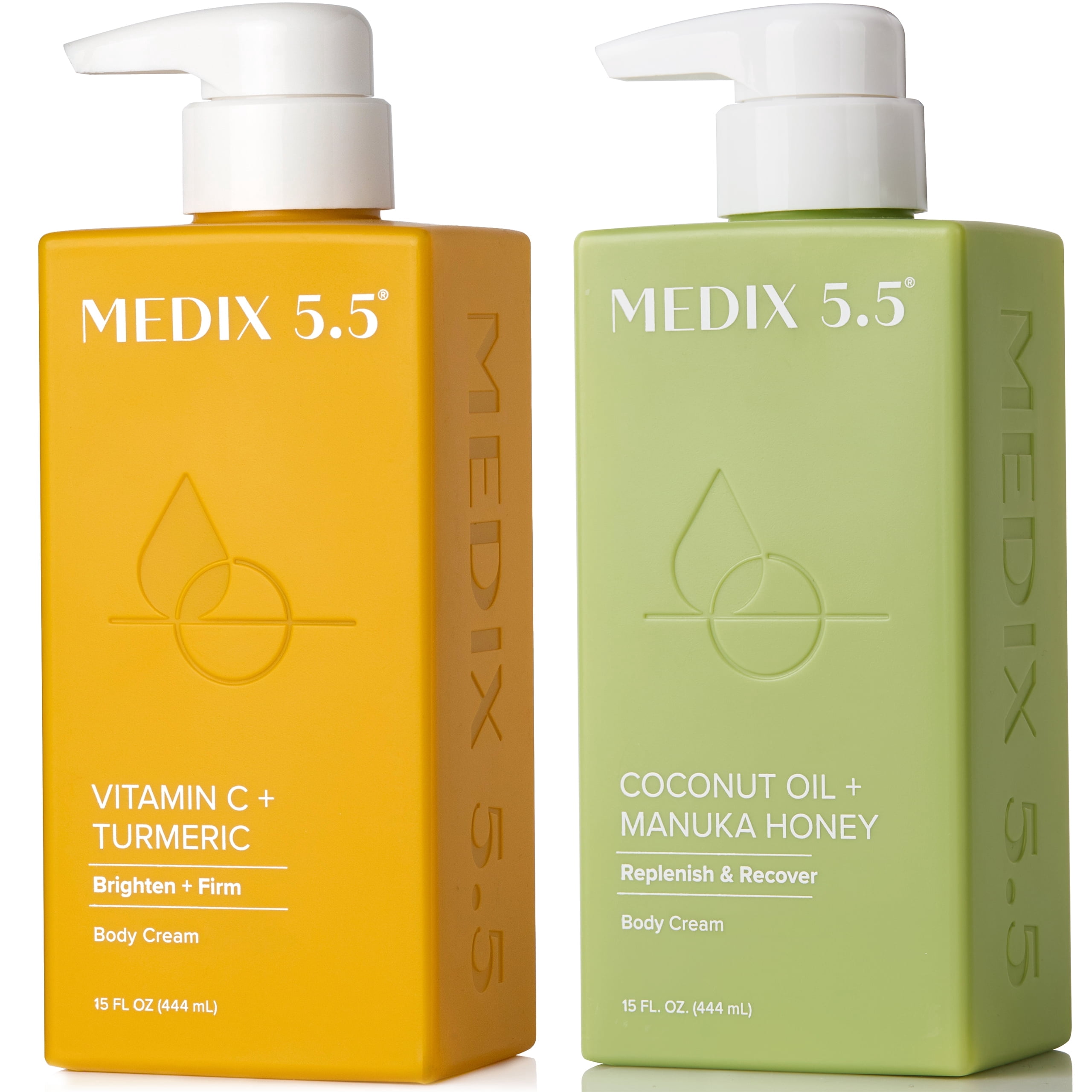 Medix Vitamin C Body Cream for Brightening and Medix 5.5 Coconut Cream for Moisturizing, Set of Two 15 fl oz