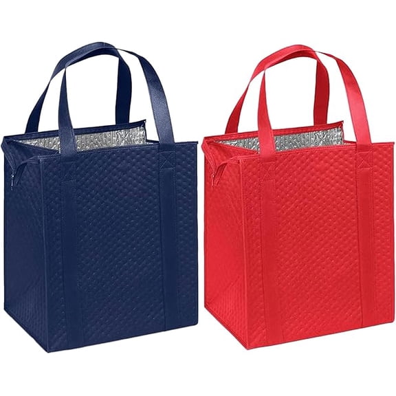 Mediz Hannah Direct Large Capacity Heavy Duty Insulated Smart Shopping Bag - Strong Reusable Grocery Tote 2 Pack