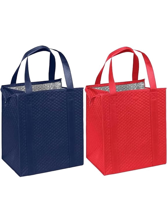 Mediz Hannah Direct Large Capacity Heavy Duty Insulated Smart Shopping Bag - Strong Reusable Grocery Tote 2 Pack