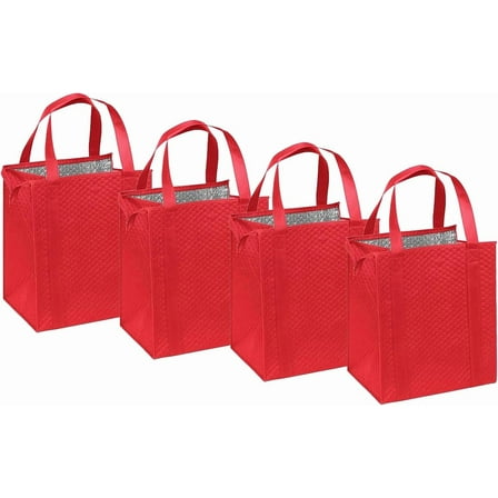 Mediz Large Insulated Shopping Bag, 4 Pack - Strong Reusable Insulated Grocery Bag