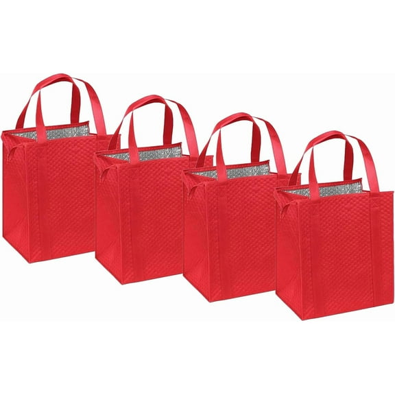 Mediz Large Insulated Shopping Bag, 4 Pack - Strong Reusable Insulated Grocery Bag