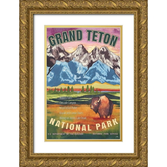 Medley, Elizabeth 11x14 Gold Ornate Wood Framed with Double Matting Museum Art Print Titled - Grand Teton National Park
