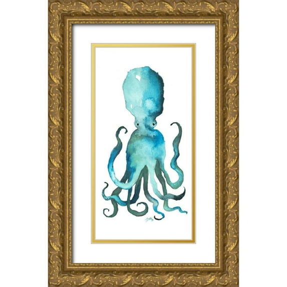 Medley, Elizabeth 11x18 Gold Ornate Wood Framed with Double Matting Museum Art Print Titled - Aqua Creatures I
