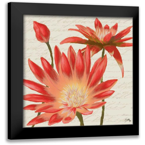 Medley, Elizabeth 12x12 Black Modern Framed Museum Art Print Titled - Flowers with Script I