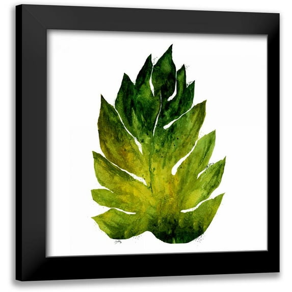 Medley, Elizabeth 12x12 Black Modern Framed Museum Art Print Titled - Green Leaves Square I