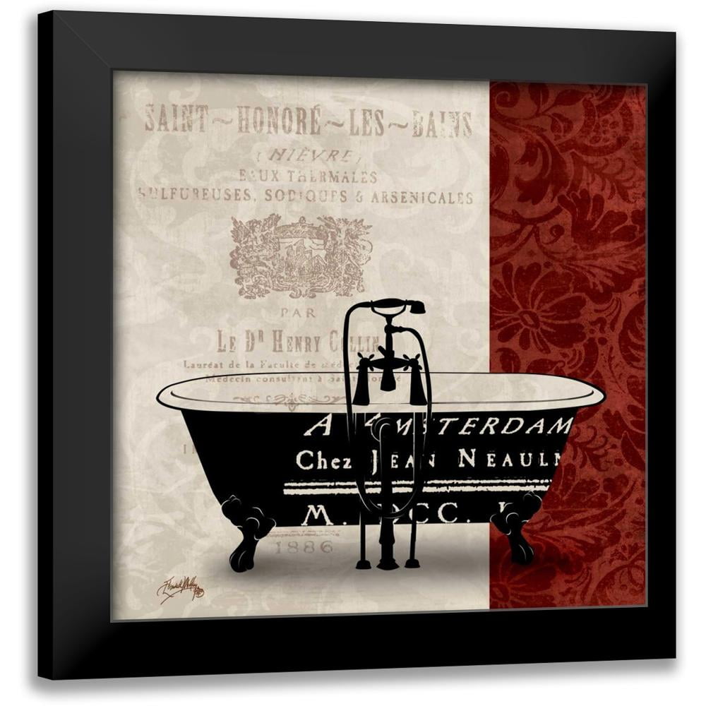 Red and Black Vintage Bath Tub Poster Print, 12 x 12