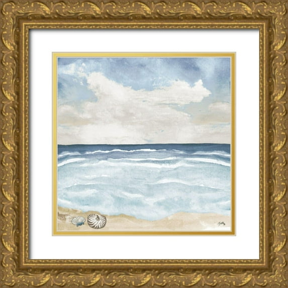 Medley, Elizabeth 12x12 Gold Ornate Wood Framed with Double Matting Museum Art Print Titled - Evening Coast View I