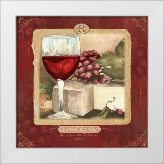Medley, Elizabeth 12x12 White Modern Wood Framed Museum Art Print Titled - Wine and Cheese I