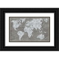 thumbnail image 1 of Medley, Elizabeth 14x10 Black Ornate Wood Framed with Double Matting Museum Art Print Titled - World Map On Script, 1 of 4