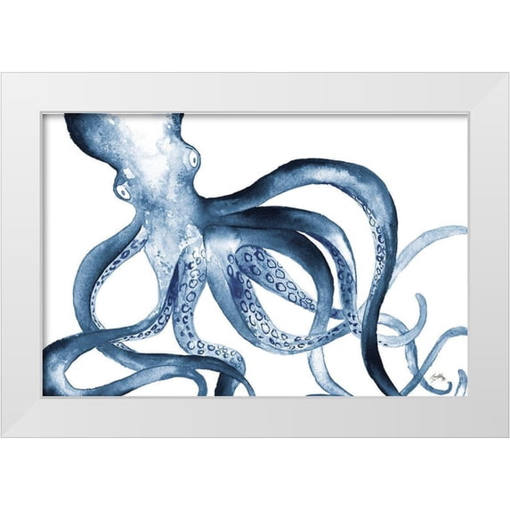 Medley, Elizabeth 14x11 White Modern Wood Framed Museum Art Print Titled - Octopus in the Blues