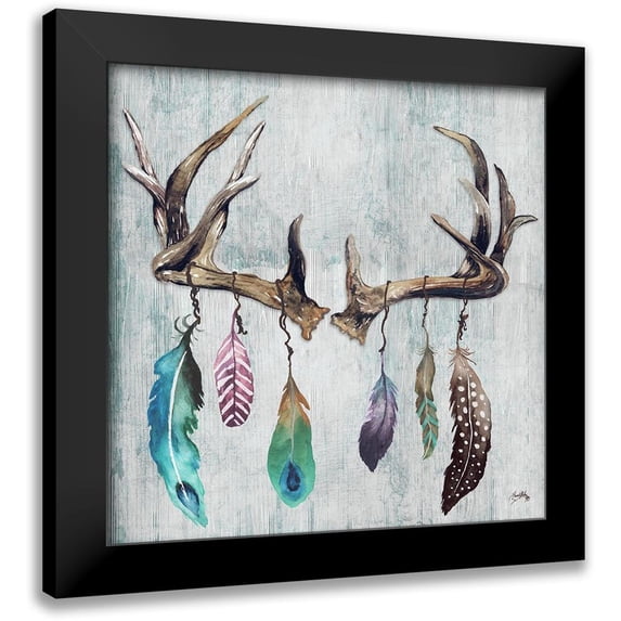 Medley, Elizabeth 15x15 Black Modern Framed Museum Art Print Titled - Feathery Antlers II