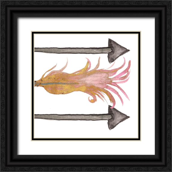 Medley, Elizabeth 15x15 Black Ornate Wood Framed with Double Matting Museum Art Print Titled - Feathers And Arrows I