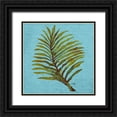 thumbnail image 1 of Medley, Elizabeth 15x15 Black Ornate Wood Framed with Double Matting Museum Art Print Titled - Leaf on Teal Burlap, 1 of 4