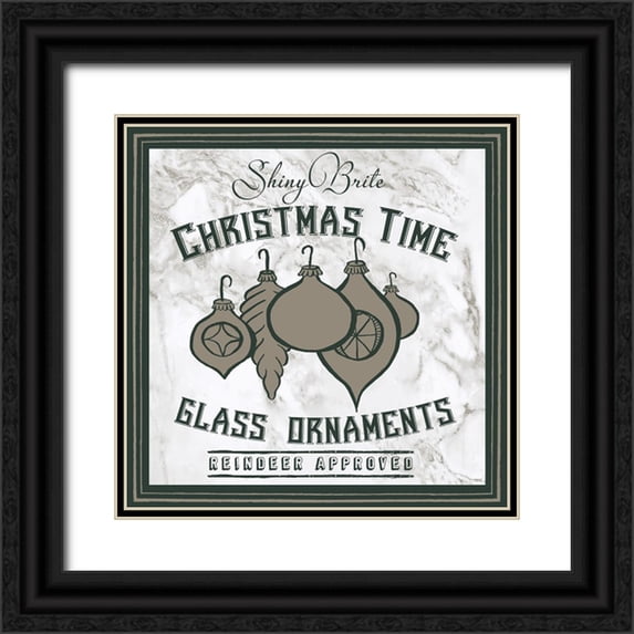 Medley, Elizabeth 15x15 Black Ornate Wood Framed with Double Matting Museum Art Print Titled - Taupe Christmas Sign IV