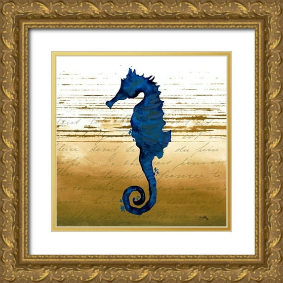 Medley, Elizabeth 15x15 Gold Ornate Wood Framed with Double Matting Museum Art Print Titled - Coastal Blue III