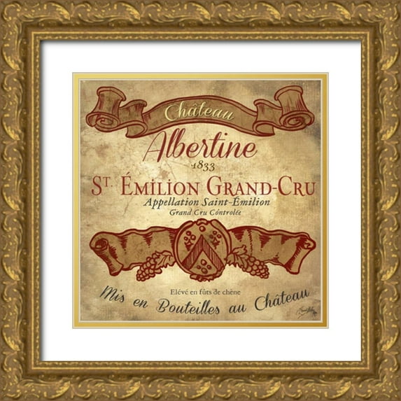 Medley, Elizabeth 15x15 Gold Ornate Wood Framed with Double Matting Museum Art Print Titled - Wine Label IV
