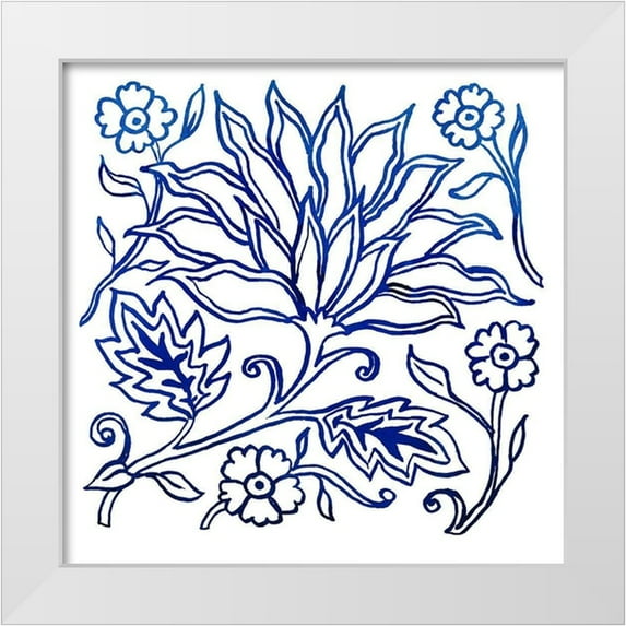 Medley, Elizabeth 15x15 White Modern Wood Framed Museum Art Print Titled - Jodhpur Blues on White I