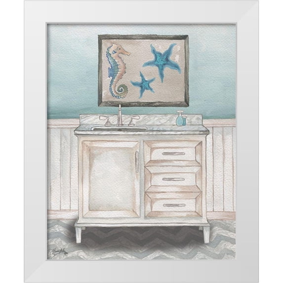 Medley, Elizabeth 15x18 White Modern Wood Framed Museum Art Print Titled - Nautical Bath II