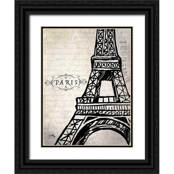 Medley, Elizabeth 19x24 Black Ornate Wood Framed with Double Matting Museum Art Print Titled - Paris Eiffel