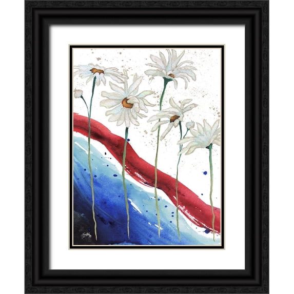 Medley, Elizabeth 19x24 Black Ornate Wood Framed with Double Matting Museum Art Print Titled - Patriotic Floral III