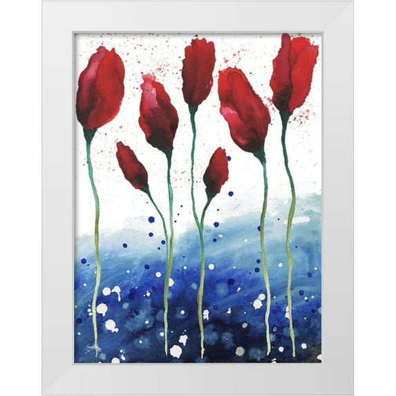Medley, Elizabeth 19x24 White Modern Wood Framed Museum Art Print Titled - Patriotic Floral I