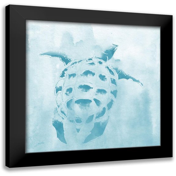 Medley, Elizabeth 20x20 Black Modern Framed Museum Art Print Titled - Washed Teal Aquatic Turtle