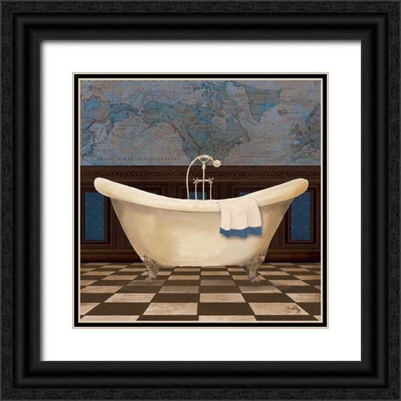 Medley, Elizabeth 20x20 Black Ornate Wood Framed with Double Matting Museum Art Print Titled - Blue Historic Bath I