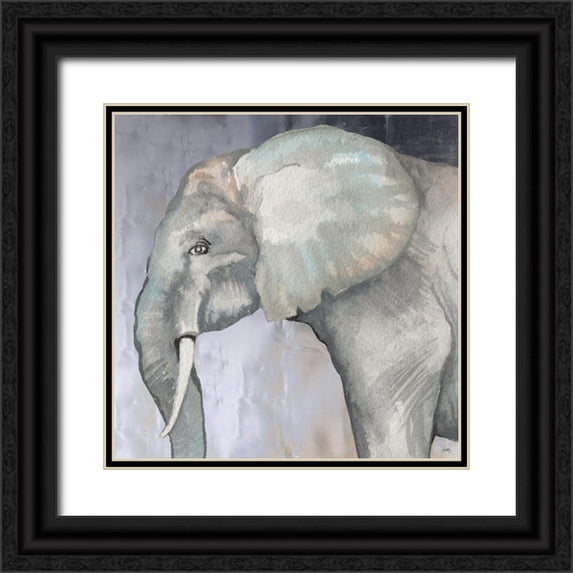 Medley, Elizabeth 20x20 Black Ornate Wood Framed with Double Matting Museum Art Print Titled - Elephant